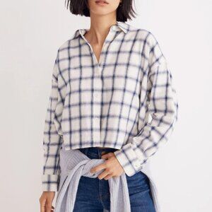Madewell Flannel Hartfield Crop Shirt in Windowpane